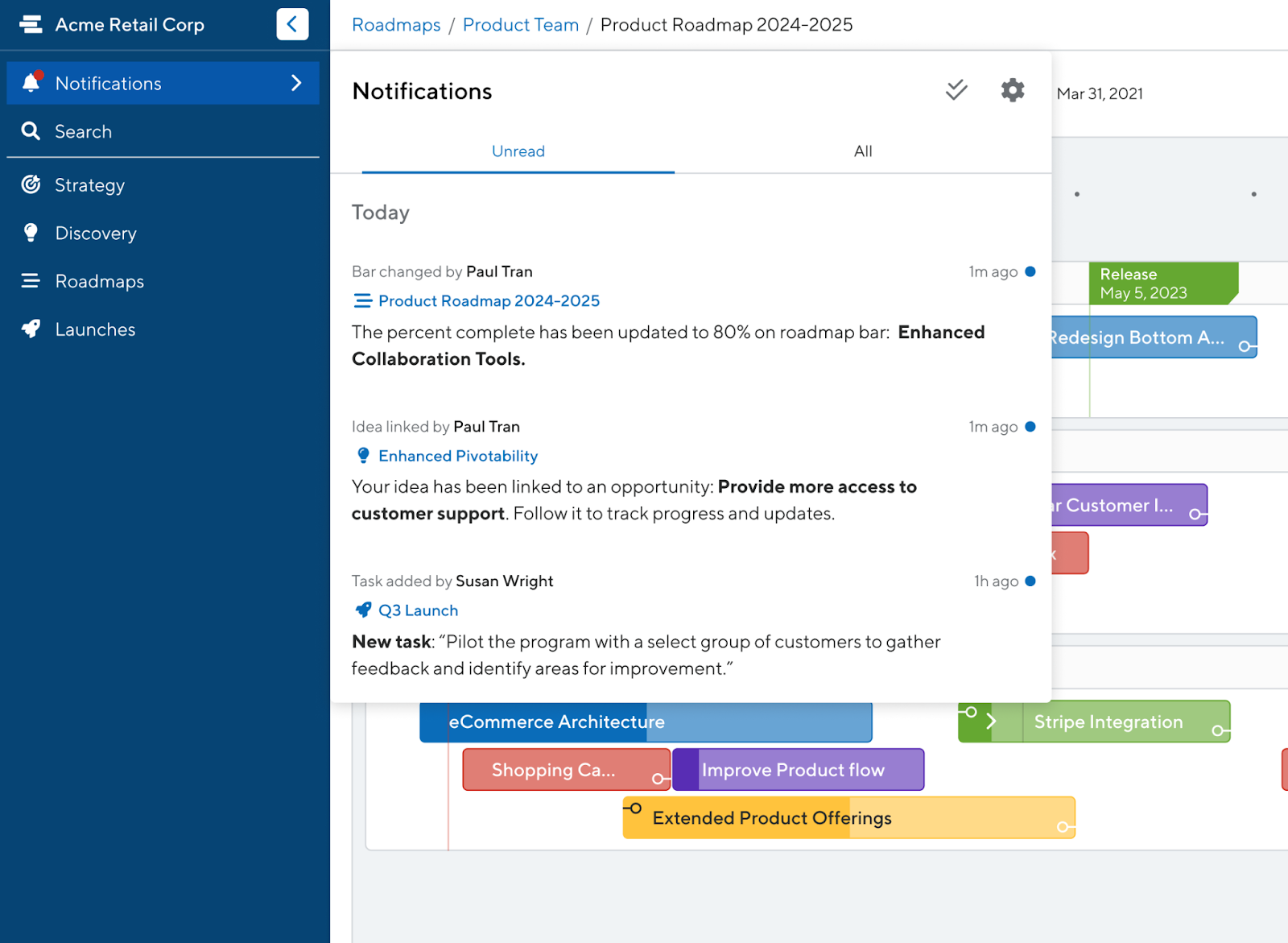 ProductPlan In-App Notifications Modal